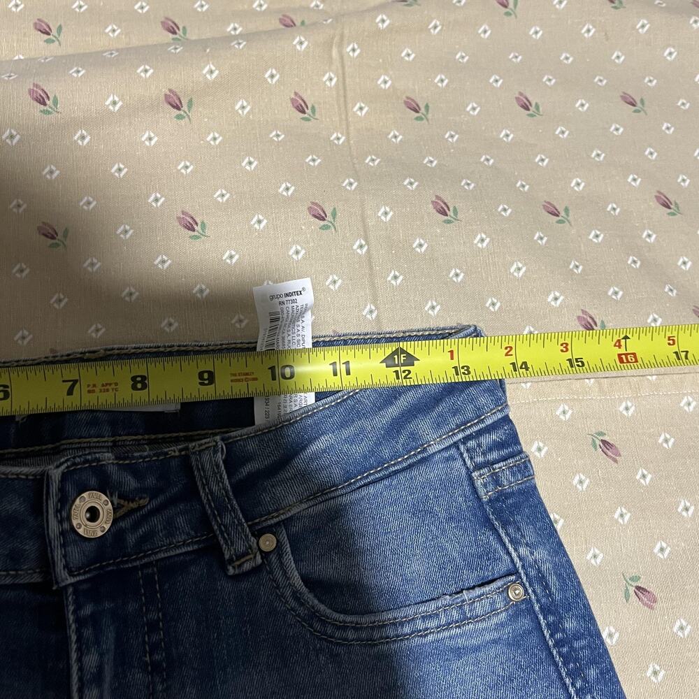 ZARA Jeans Womens 6 Blue Skinny Distressed‎ Raw Hem Frayed Ankle Medium Wash - Picture 5 of 12